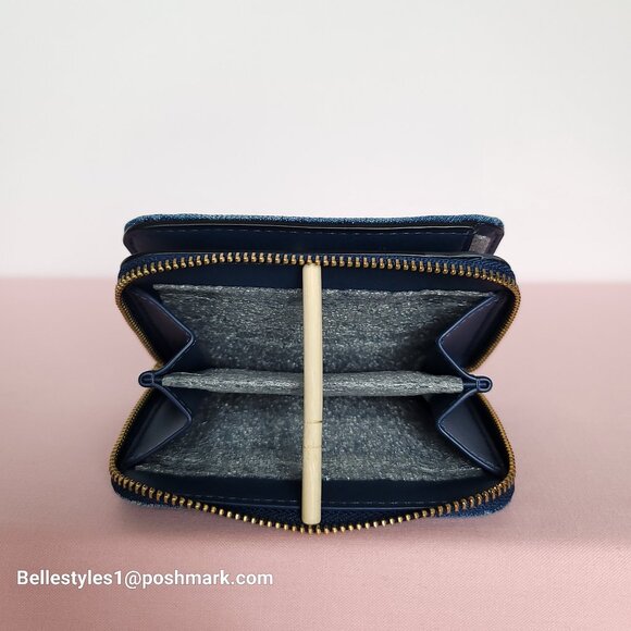COACH Billfold Small Wallet in Denim Fabric- Deep Blue color⭐ - Picture 11 of 16